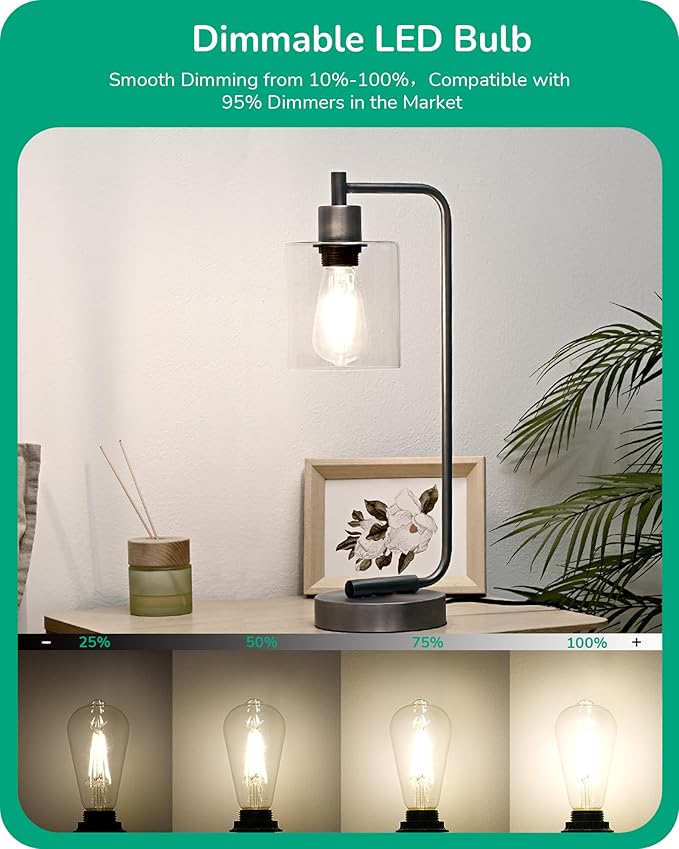 EDISHINE 6 Pack Vintage LED Edison Bulbs 8W Equivalent 60W, ST64 Dimmable Led Light Bulbs, 700LM 4000K Cool White Light E26 Base, Decorative Antique LED Filament Bulbs for Home and Commercial