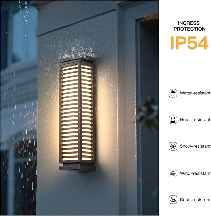 23.6" Outdoor Wall Lights, Hard Wired Front Porch Light, Waterproof Exterior Lighting Fixtures, 3000K Modern Patio Wall Light Fixture, Outdoor Sconce for House Outside Exterior Entrance Patio