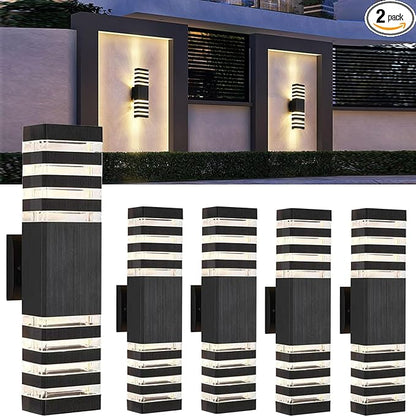 4Pack 18inch LED Square Up & Down Wall Lights,24W Outdoor Wall Light 4000K Day White Aluminum Body Waterproof IP65 LED Exterior Light Fixtures Wall Mount for House Patio Garage Garden