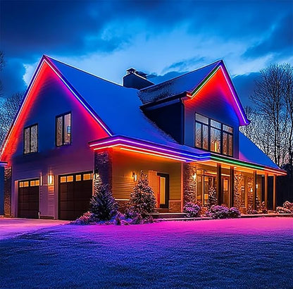 50FT RGB Neon Rope Lights with Remote,120V ETL Led Strip Lighting,Expandable Commercial Grade IP65 Waterproof Plug-in Led Rope Lights with Dimmable Power Adapter for Outdoor,Indoor Using