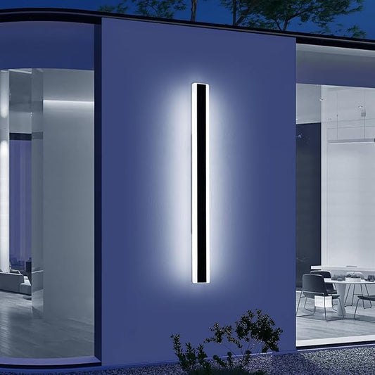 Long Outdoor Wall Light Fixture, 47.2inch Garage Modern Wall Sconce, 6000K Cold White, IP65 Waterproof, White Acrylic, 42W, Minimalist House Exterior Lighting for Patio, Porch, Garden, Fence