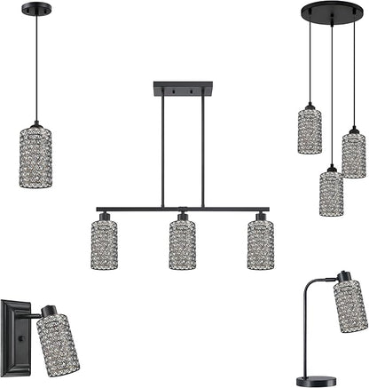 Doraimi Lighting 3 Pack Polyhedral Crystal Metal Pendant Ceiling Chandelier Wall Sconce Lamp Replacement Covers Shade Fixture Antique Nickel Finish,1.66" Fitter Size,7.9" high*4.8" Diameter