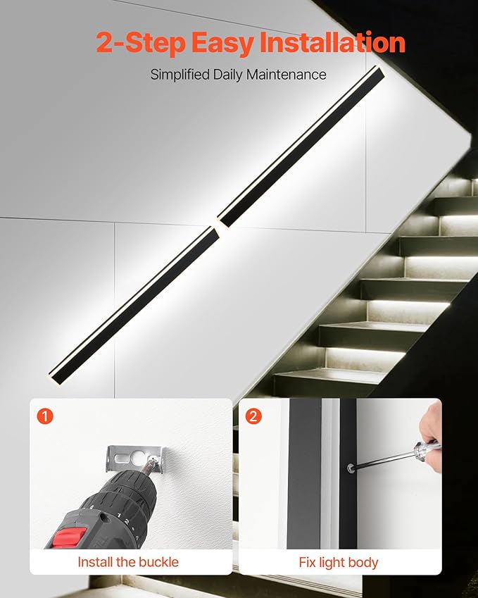 VEVOR Outdoor Wall Lights, 2 Pack, 59.1 Inch Long Strip Modern Exterior Wall Sconce Light Fixtures, 2700K-6000K, IP65 Waterproof Anti-Rust, Dimmable Outside Wall Mount Lighting, for House Porch Garage