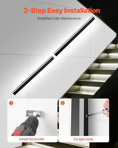 VEVOR Outdoor Wall Lights, 2 Pack, 59.1 Inch Long Strip Modern Exterior Wall Sconce Light Fixtures, 2700K-6000K, IP65 Waterproof Anti-Rust, Dimmable Outside Wall Mount Lighting, for House Porch Garage