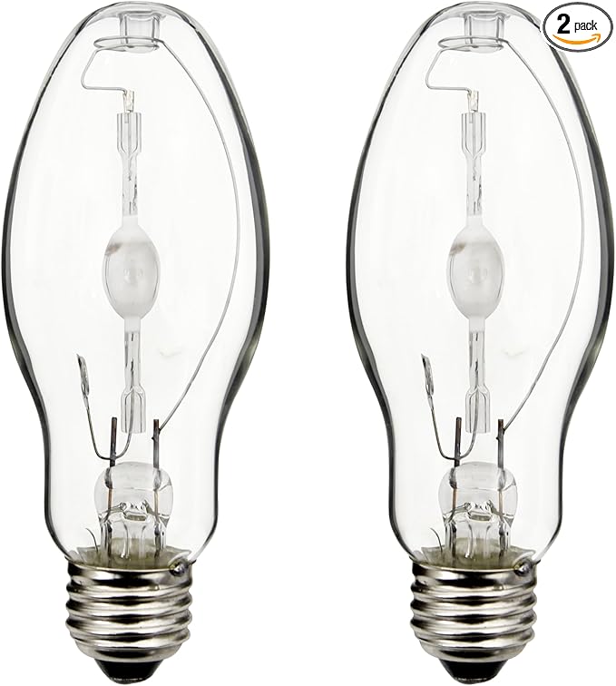 Metal Halide Bulb 2-Pack: ED17 Clear MED Base, Replaces | Warehouse & Stadium Lighting