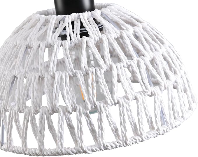 3 Pack Woven Pendant Light Fixtures,10.2" White Rattan Pendant Lights Farmhouse Basket Light Fixture Adjustable Boho Hanging Lamp for Kitchen Island Bedroom Dining Room Foyer Hallway