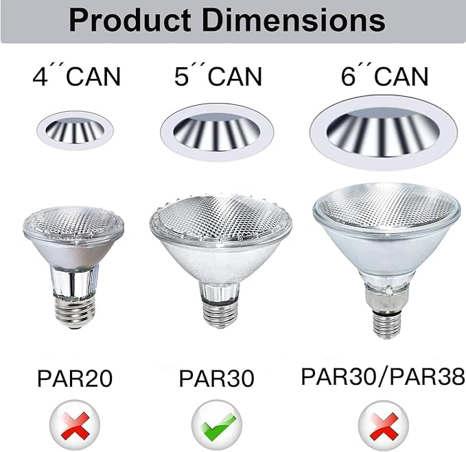 PAR30 Short Neck Halogen 50W - 6 Pack PAR30 Flood Light Bulbs E26 Base, PAR 30 Dimmable 2800K Warm White, Long Lasting PAR 30 Halogen Bulb for Accent Lighting, Tracking Light, Recessed Light