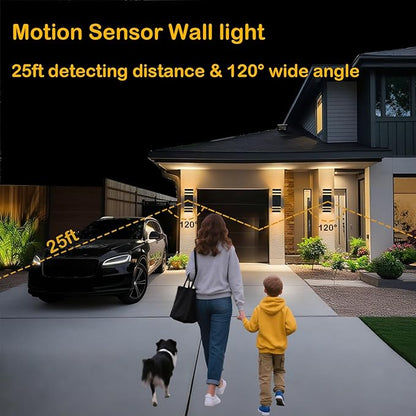 Dusk to Dawn Motion Sensor Porch Light with 3 Lighting Modes, Waterproof Up Down Wall Sconce with Adjustable Bulbs, Aluminum Exterior Light Fixtures for Entryway, Patio, Garage,ETL Listed