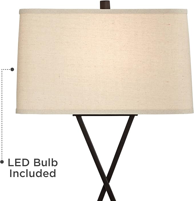 Franklin Iron Works Megan Modern Table Lamps 26.5" High Set of 2 with Hotel Style USB Charging Port LED Bronze Metal Rectangular Fabric Shade for Living Room Bedroom House Bedside Nightstand Home