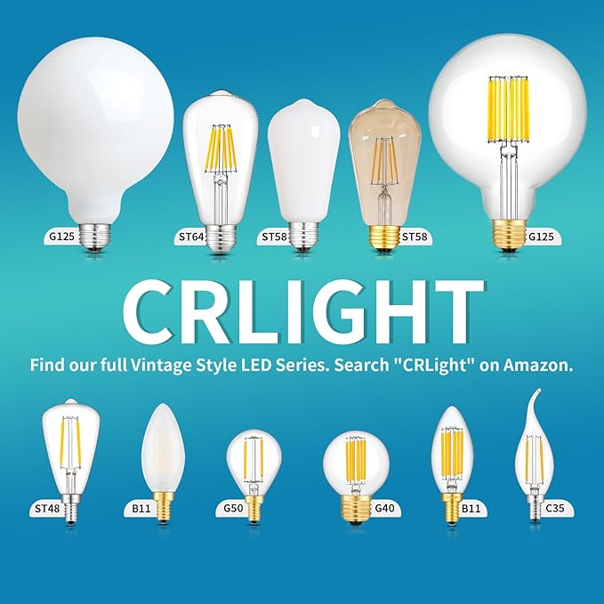 CRLight Dimmable Opal LED Edison Bulbs - 6W (65W Eqv) 650LM 4000K Neutral White, ST58 = ST19 E26 Base, Coated Inside White Milky Glass Vintage Filament Light, 10 Pack