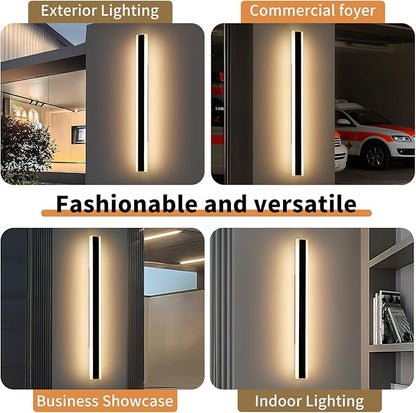 Modern Long Outdoor Wall Light, 71inch Black Exterior LED Wall Sconce, IP65 Waterproof, 3000K Warm White, Frosted Acrylic, Linear Wall Mount Lighting for Patio, Garage, Porch, Gardens