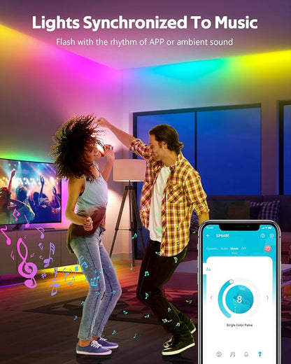 16.4FT RGB IC LED Strip Lights for Bedroom 12V Addressable Smart LED Light Strip Color Chasing Waterproof LED Light with Segmented APP Control Music Sync Strong Adhesive for Gaming Living Room