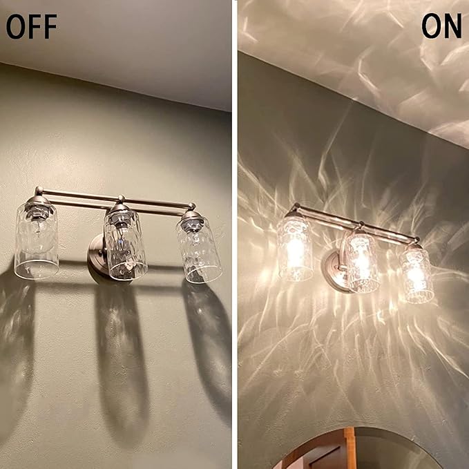 3 Pack Clear Water Ripple Glass Shade, Cylinder Light Fixture Replacement Globe or Cover with 1-5/8-Inch Fitter for Chandelier Wall Sconce Pendant Light, G0029