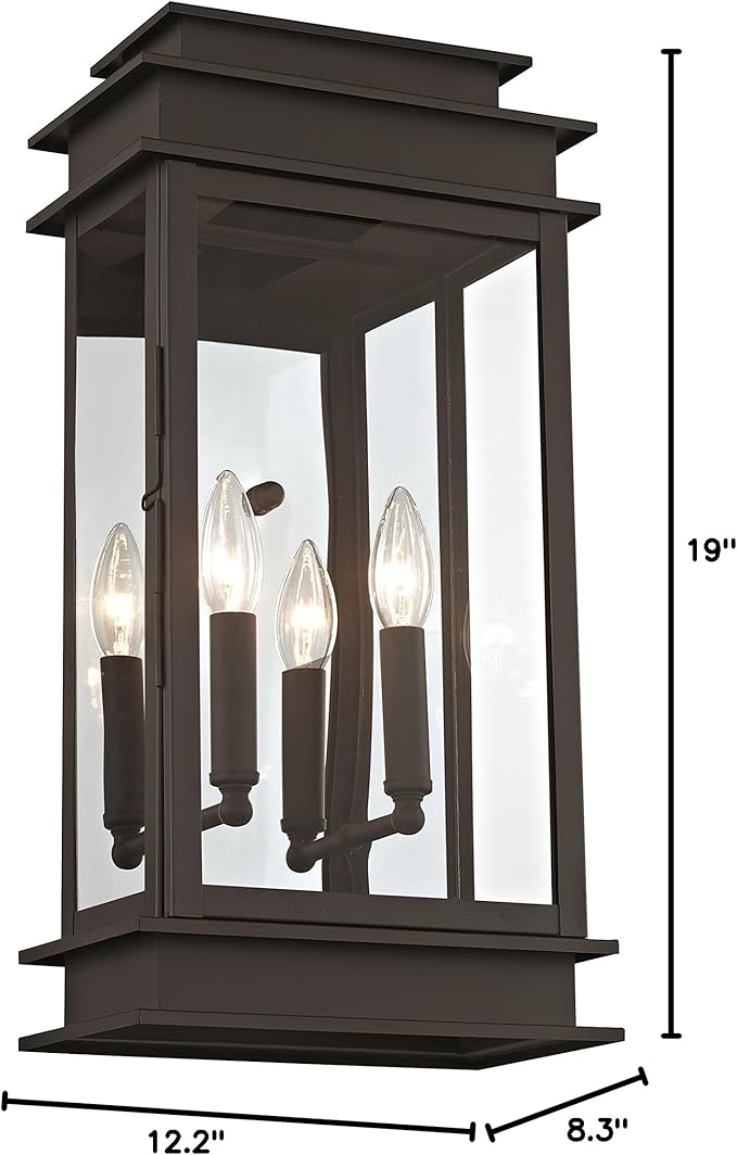 Livex Lighting 2018-07 Princeton Outdoor Wall Lantern,Bronze,19" x 8.3" x 12.2"