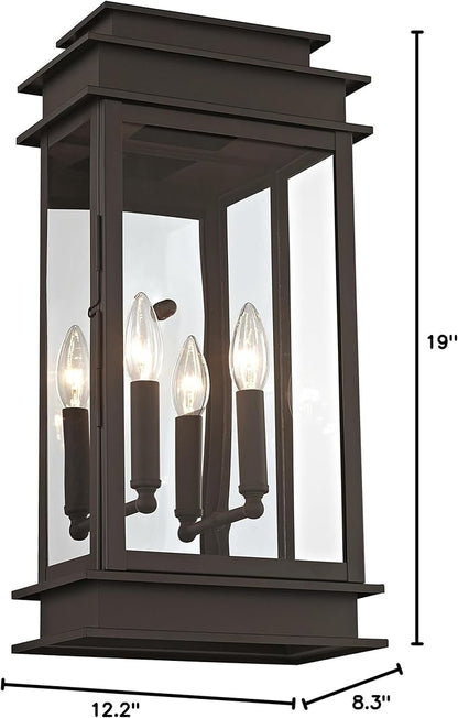 Livex Lighting 2018-07 Princeton Outdoor Wall Lantern,Bronze,19" x 8.3" x 12.2"