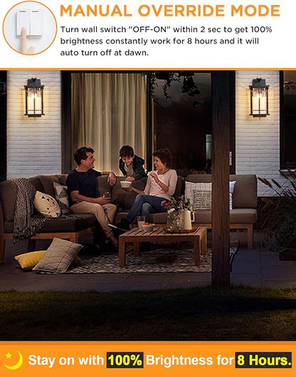 Motion Sensor Outdoor Wall Light Fixture Dusk to Dawn Exterior Wall Sconces Rustic Outdoor Wall Lamp with Seeded Glass Outside Coach Light for House Patio Garage Porch Wall Lights IP65