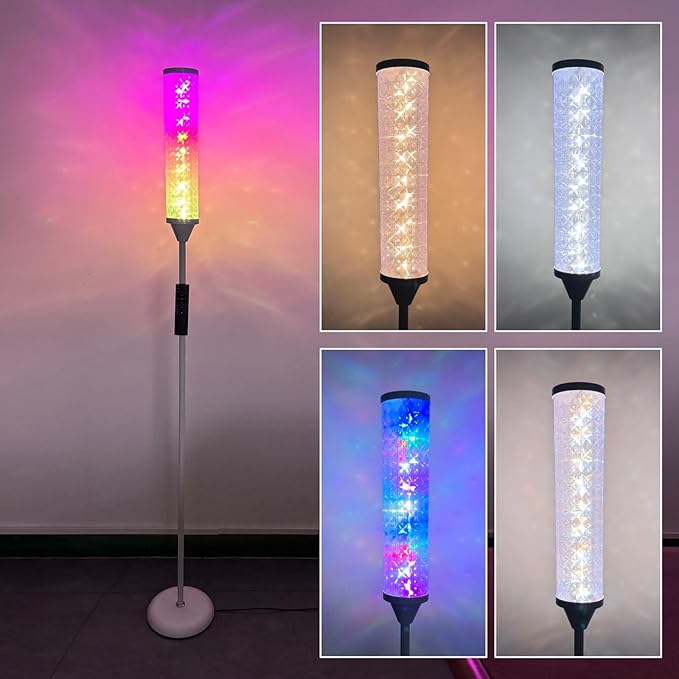 Prism Glow Floor Lamp with Mosaic Star, Smart RGB LED Floor Lamp with Music Sync, DIY Colors, Color Changing Standing Lamp with 3 Color Temperature, Timer, Corner Lamp for Living Room, Bedroom