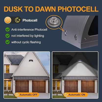 120W Up and Down LED Wall Pack Light, 3000/4000/5000K 3CCT, 60/80/100/120W Selectable, Commercial Security Lighting Outdoor LED Wall Lights for Building Parking Lot Warehouse,100-277V, ETL Listed