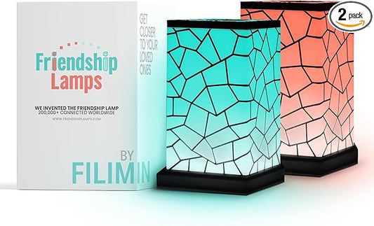Friendship Lamp® by Filimin Classic - Best Friend Lamps Wi-Fi Touch Lamp LED Light for Long-Distance, Connection, Relationship, Friendship, Gifts, Love, 200+ Colors, App Setup - Set of 2
