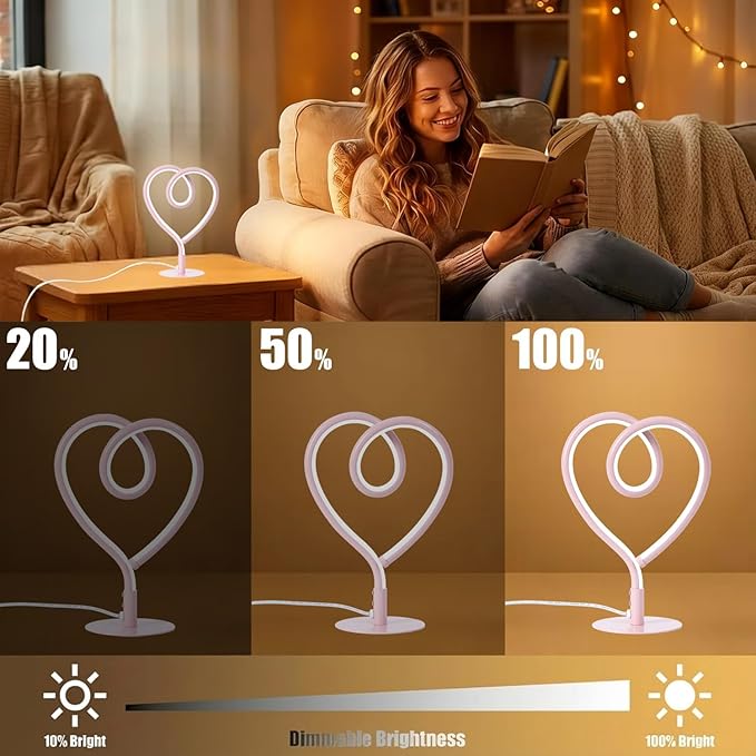 Pink Table Lamp,3CCT 2700K/4000K/6500K Stepless Dimmable Heart Desk Lamp with USB Adapter,Small Bedside Spiral Lamp,Contemporary Table Lamp for Living Room,Bedroom,Office,Girls Room