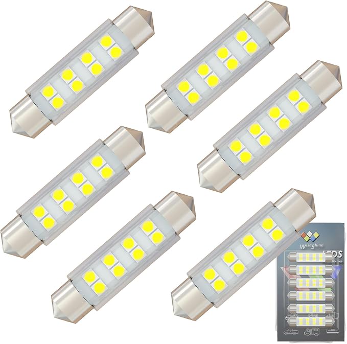 578 Festoon LED Bulb Extremely Super Bright 6000K White,211-2 LED Bulbs,212-2 LED Map Bulb 43mm 44mm DC 24V for Truck Interior Reading Trunk Lights (Pack 6)