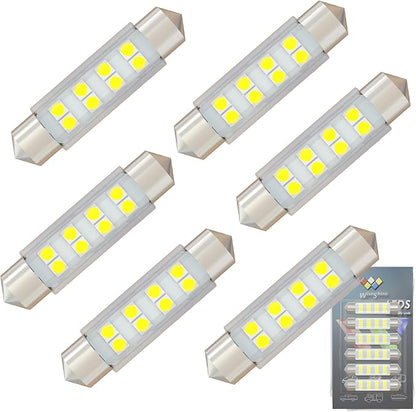 578 Festoon LED Bulb Extremely Super Bright 6000K White,211-2 LED Bulbs,212-2 LED Map Bulb 43mm 44mm DC 24V for Truck Interior Reading Trunk Lights (Pack 6)