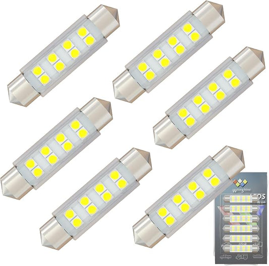 578 Festoon LED Bulb Extremely Super Bright 6000K White,211-2 LED Bulbs,212-2 LED Map Bulb 43mm 44mm DC 24V for Truck Interior Reading Trunk Lights (Pack 6)