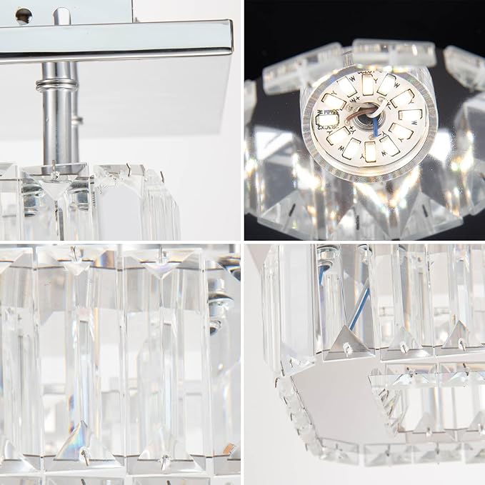 CLAIRDAI Crystal Ceiling Light Square Flush Mount LED Ceiling Light Fixture Modern Led Chandelier Crystal Ceiling Lamps for for Kitchen Hallway Foyer Living Room Bedroom 6500K Cool White