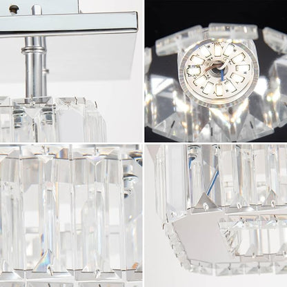 CLAIRDAI Crystal Ceiling Light Square Flush Mount LED Ceiling Light Fixture Modern Led Chandelier Crystal Ceiling Lamps for for Kitchen Hallway Foyer Living Room Bedroom 6500K Cool White