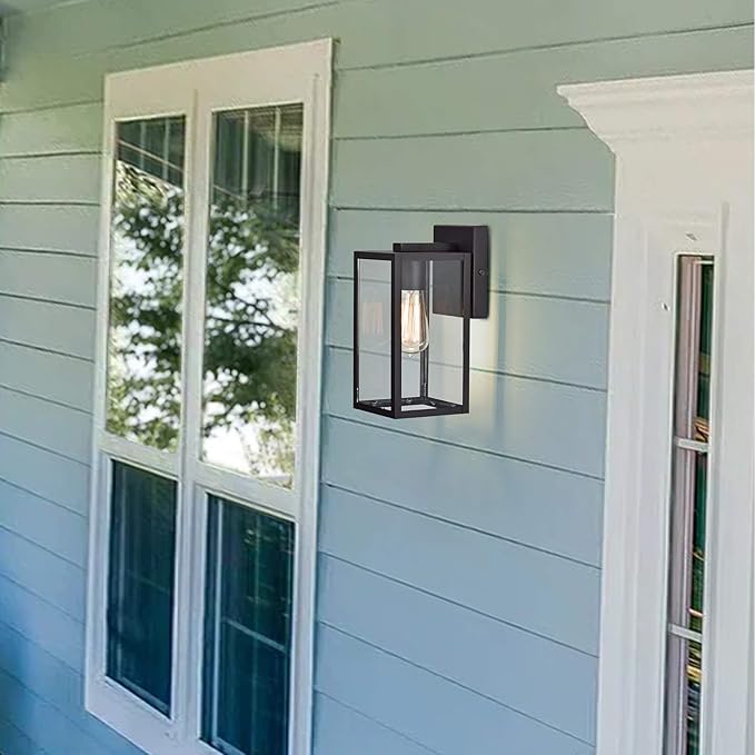 MICSIU 2 Pack Outdoor Light Fixture, Black Exterior Sconce Light with E26 Base Socket, 11 Inch Outside Wall Mount Lights for House, Yard, Shop, Doorway, Pathway, Balcony