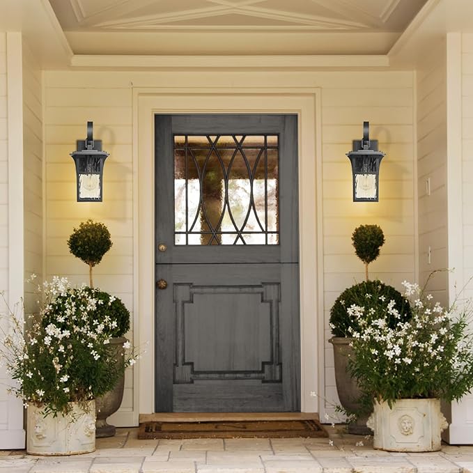 Darkaway Outdoor Wall Light,Exterior Lighting Fixtures Wall Mount Porch Lights Waterproof Outside Sconce with Water Ripple Glass for Patio Hallway Garage Front Door