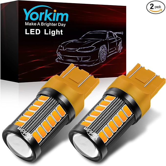 Yorkim 7440 Led Bulb Bright Amber Lights, T20 Led, 7443 Led Bulbs, 7441 Led, W21W Led, 7444 Bulbs, for reverse/backup/brake light - 5730 33 SMD pack of 2