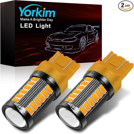 Yorkim 7440 Led Bulb Bright Amber Lights, T20 Led, 7443 Led Bulbs, 7441 Led, W21W Led, 7444 Bulbs, for reverse/backup/brake light - 5730 33 SMD pack of 2