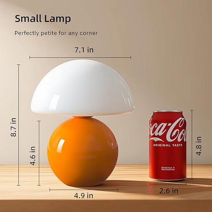 Mushroom Lamp Table Lamp for Bedroom,Desk Bedside Small Lamps for Living Room Night Stands,Mushroom Decor Cute Mini Modern Mid Century Lamps,Unique Aesthetic Home Living Room Decor(Orange)