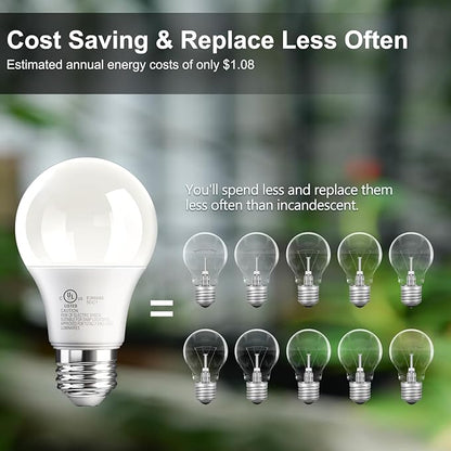 TJOY 12 Pack A19 LED Light Bulbs 60 Watt Equivalent, Efficient 9W, Soft Warm White 2700K, E26 Standard Base, Non Dimmable Energy Saving Warm Light Bulb for Home Bedroom, 800LM, 120V, 80 CRI, UL Listed