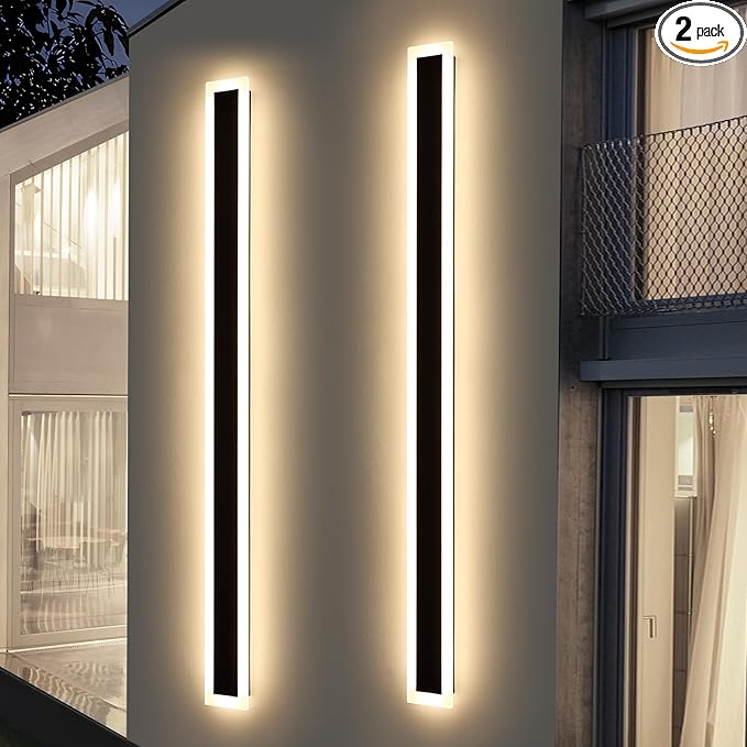 Mikeru Upgraded Widened 2pack 71inch Long LED Wall Light Fixtures, 3000k Exterior Lighting Fixtures Ip65 Waterproof Rust Outdoor Light Fixtures Hardwire Wall Mount Porch Lights Outdoor for Garage