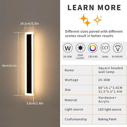 Mikeru 2pack 39.3inch Wall Light Fixtures, 3000k Exterior Lighting Fixtures Ip65 Waterproof Rust Outdoor Light Fixtures Hardwire Wall Mount Porch Lights for Garage (Width: 5.5inch)