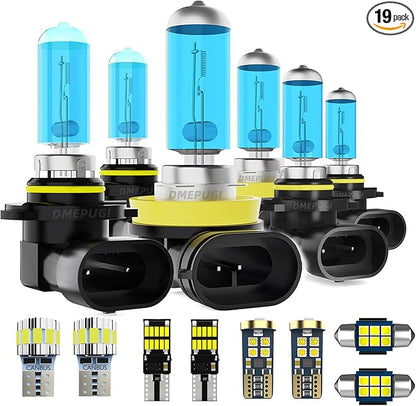 Headlight Bulbs Compatible with Toyota 4Runner 2006-2009, High Low Beam Fog Light Bulb Combo + Interior Bulbs Package + License Plate Lights,Plug and Play, Pack of 19