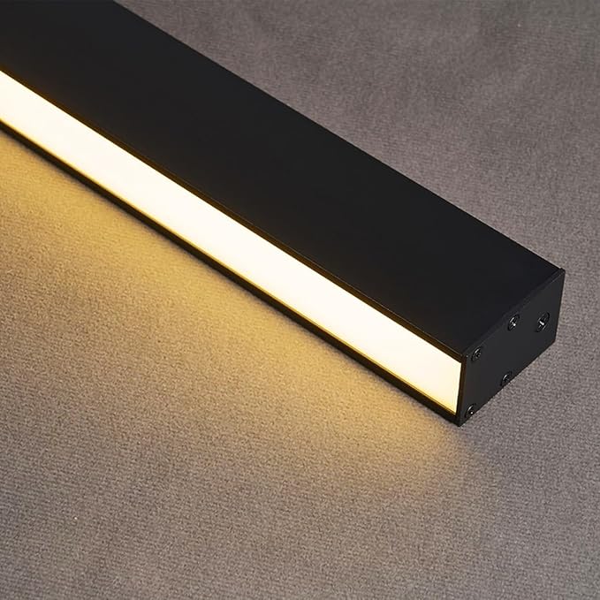 Black ceiling light LED, modern and simple, long strip ceiling surface installation, suitable for living room, bedroom, corridor and kitchen, remote control to switch color and brightness, 78.7 inches