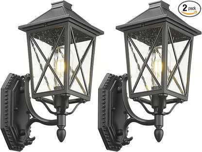 Outdoor Wall Lantern, Outdoor Lights Fixtures Wall Mount with Seeded Glass, Exterior Porch Lights, Waterproof Outside Sconce Lights Modern Anti-Rust for House Front Porch Patio Garage