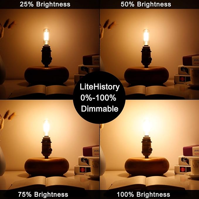 LiteHistory Dimmable E12 LED Bulb 6W Equal 60 watt led Light Bulb Warm White 2700K T6 T25 E12 Candelabra Bulb 60 watt for Chandeliers,Ceiling Fan,Pendant,Wall sconces AC120V 600LM e12 Bulb 12Pack