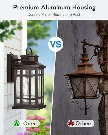 Exterior Lighting Fixtures, Oil Rubbed Bronze Dusk to Dawn Outdoor Light, 100% Aluminum Outdoor Porch Lights Wall Mount, Waterproof Exterior Wall Sconce for Patio, 2-pack Outside Garage Lantern