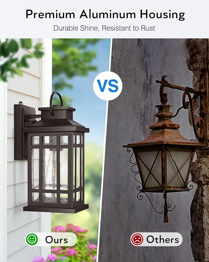 Outdoor Light Fixture, Dusk to Dawn Outside Lights for House, Brown Outside Sconce Lighting, Oil Rubbed Bronze Exterior Porch Lights Wall Mount, Modern Outdoor Wall Lantern for Patio Garage