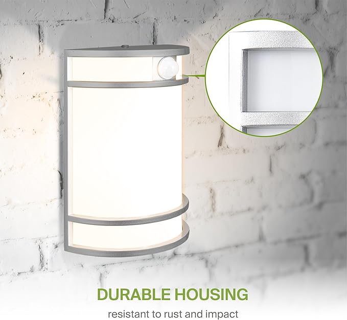 ASD 10 Inch LED Outdoor & Indoor Wall Mount Light Fixture with Motion Sensor - Brushed Nickel Wall Sconce Lighting - 15W 120-277V 3000K 4000K 5000K Exterior Lights - Front Door & Patio - ETL 4 Pack