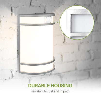 ASD 10 Inch LED Outdoor & Indoor Wall Mount Light Fixture with Motion Sensor - Brushed Nickel Wall Sconce Lighting - 15W 120-277V 3000K 4000K 5000K Exterior Lights - Front Door & Patio - ETL 4 Pack