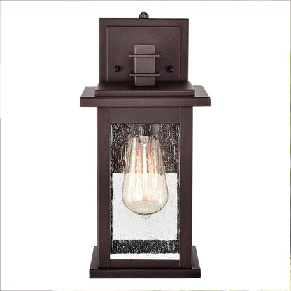 MICSIU Dusk to Dawn Outdoor Wall Light Fixture, Oil Rubbed Bronze Exterior Wall Sconce with Clear Seedy Glass, 12.25 Inch Outside Lights for House, Garden, Garage, Patio, Doorway, Pathway, Balcony.