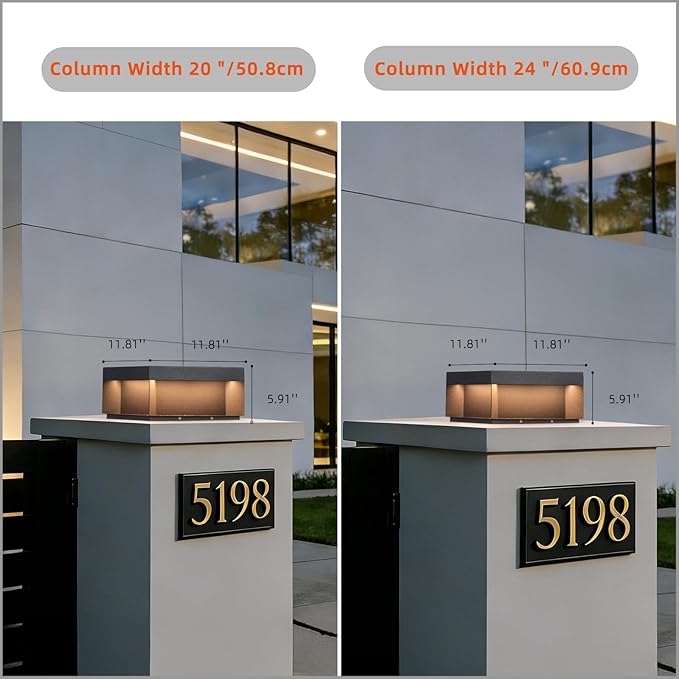 Outdoor Post Lights Hard Wired, 11.8'' AC100-240V Modern Outdoor Column Lights, IP54 Waterproof Pillar Light Outside, 3000K Column Light Posts for Outside, Lamp Post Lighting for Fence Deck Patio