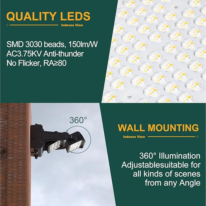 4Pack 220W LED Wall Pack Lights, 360° Adjustable Panel with Dusk to Dawn Photocell, 33000Lm 5000K Daylight, IP65 Waterproof & Advanced Heat Dissipation Outdoor Security Lighting
