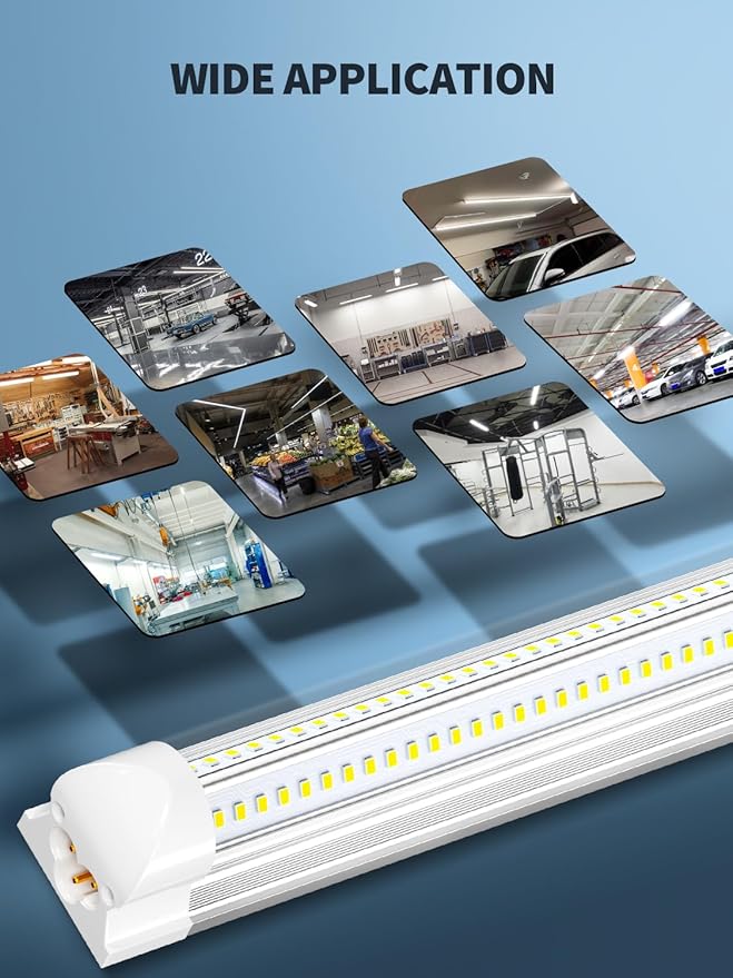 8' Led Shop Lights,Super Bright 19500LM 100W 5000K 8FT Led Shop Light, Linkable 8FT Garage Ceiling Lights for Garage Ceiling Workshop Warehouse