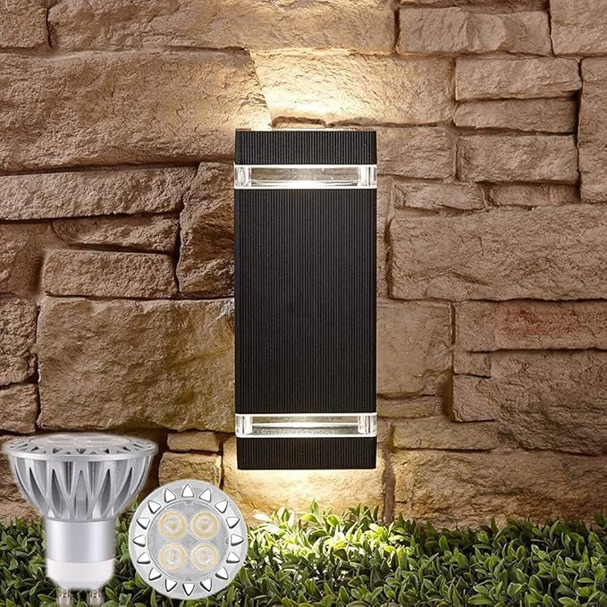 Exterior Lights for House, Dusk to Dawn Outdoor Lighting Fixtures Wall Mount - ETL Listed,Aluminum Outdoor Wall Lights 5000k - Up Down Light Fixture for Porch, Garage (Square 3 Pack)